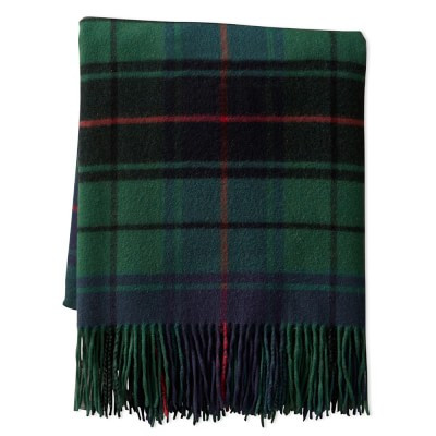 Williams Sonoma Novelty Patterned Jacquard Cashmere Throw, Plaid, Green | Williams-Sonoma