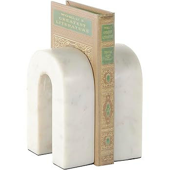 Deco 79 Marble Decorative Bookends Minimalistic Arched Non Skid Bookends, Set of 2 Office Bookend... | Amazon (US)