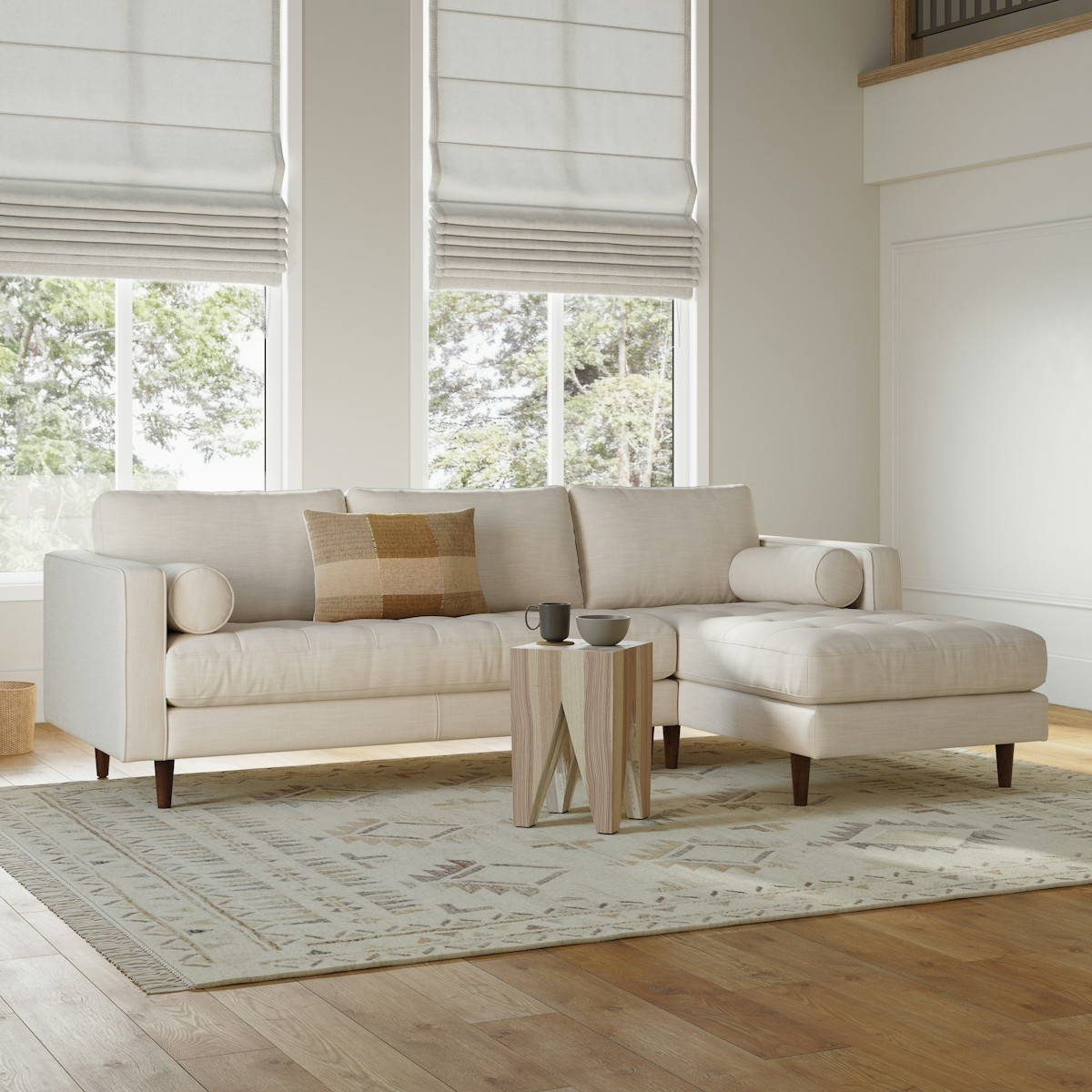 Sven 100" Tufted Right Sectional - Biscuit Cream | Article