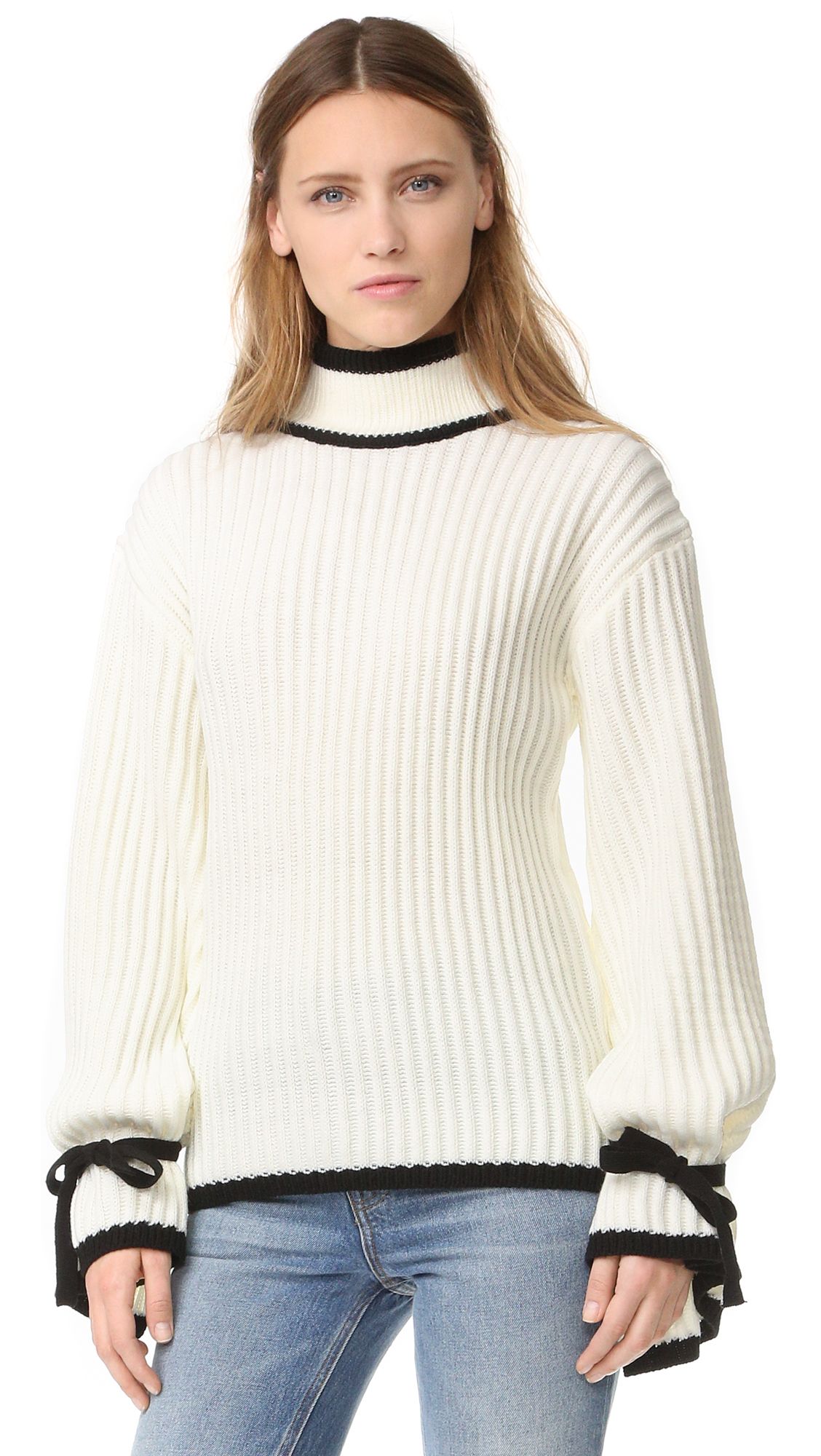 Knit Down Sweater With Tie Cuffs | Shopbop