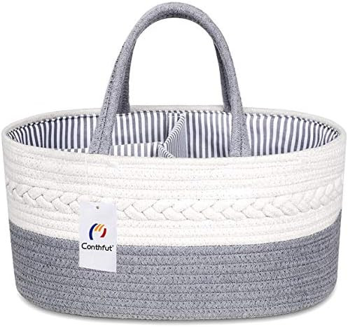 Conthfut Baby Diaper Caddy Organizer 100% Cotton Rope Nursery Storage Bin for Boys and Girls Larg... | Amazon (US)