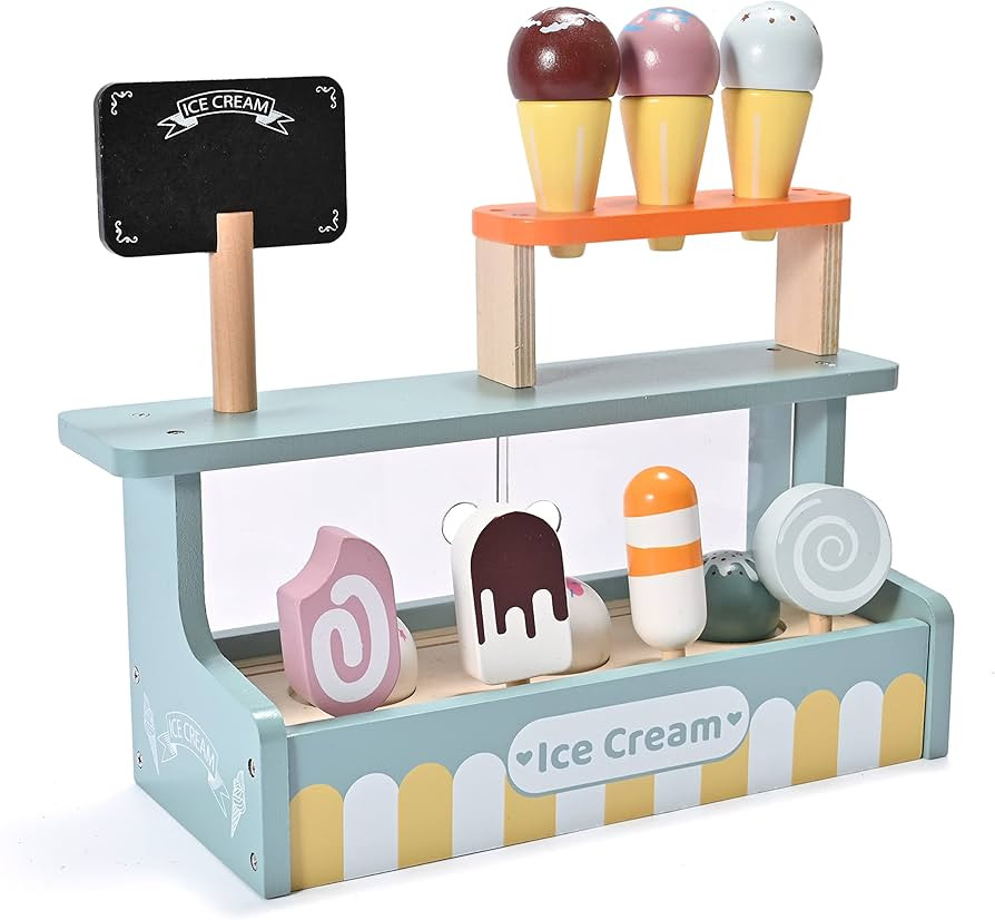 Ice Cream Shop Pretend Play Toy Set, Donmills Wooden Ice Cream Set, Ice Cream Toy Shop for Girls ... | Amazon (UK)