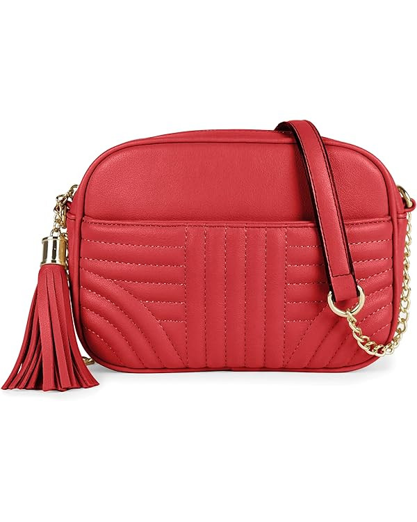 EVVE Quilted Crossbody Bags for Women - Stylish Camera Bag with Tassel - Lightweight Medium Size ... | Amazon (US)