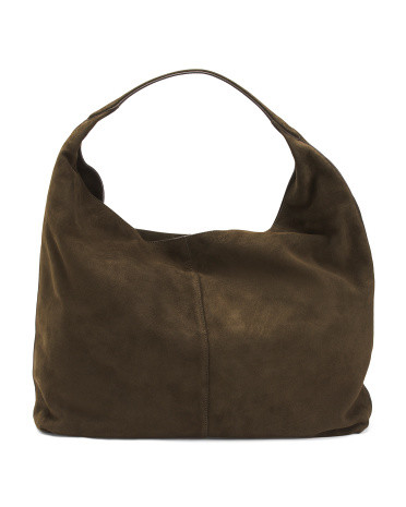 Suede Large Slouchy Shoulder Tote, Gold/Suede | TJ Maxx