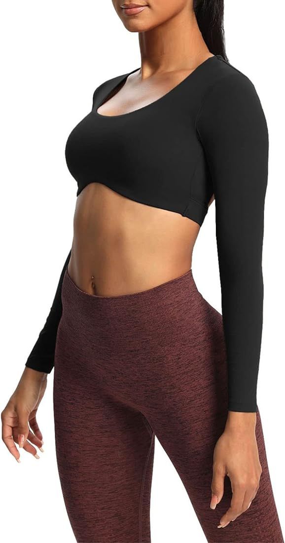 Aoxjox Long Sleeve Crop Tops for Women Define Sculpt Workout Crop T Shirt Top | Amazon (US)