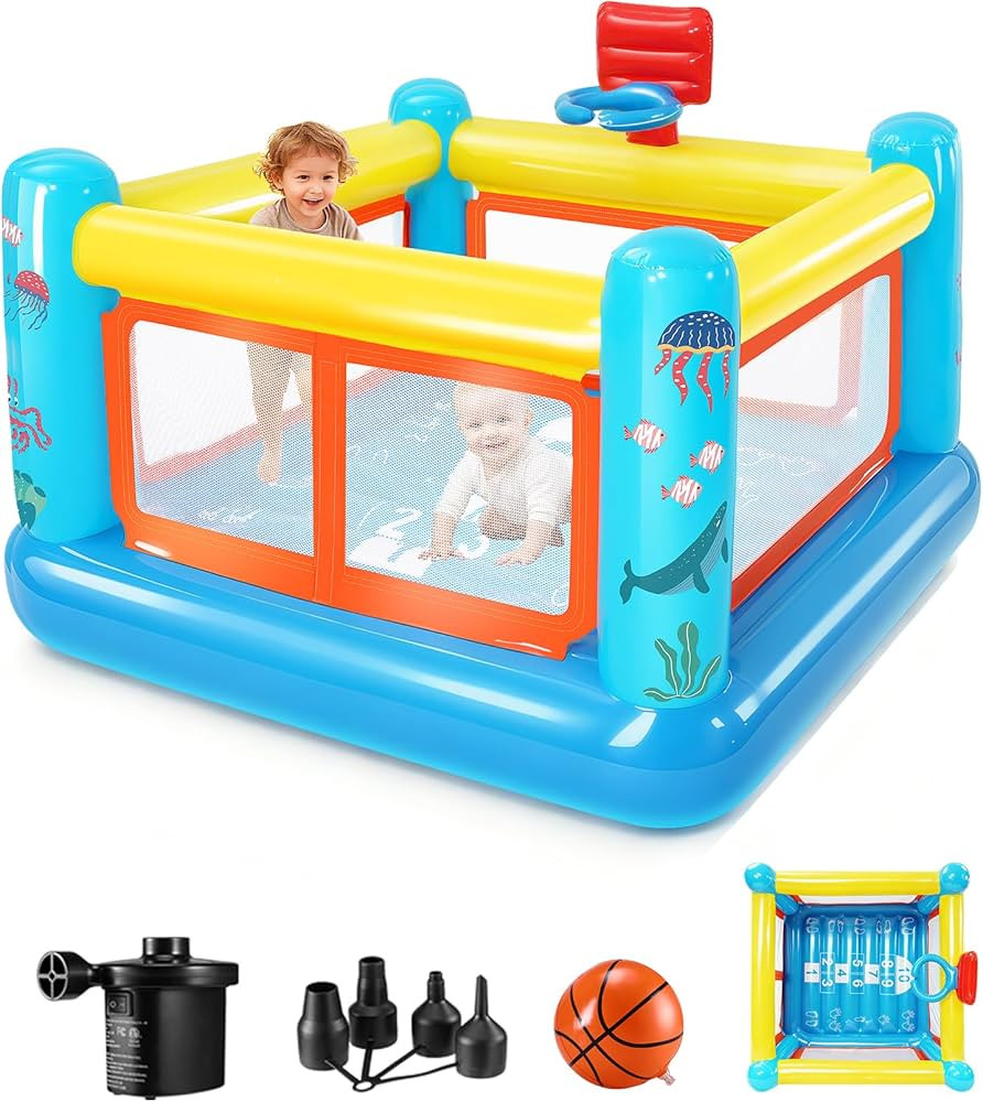 AKEYDIY Inflatable Bounce House, Small PVC Bounce House for Kids 3-6 Indoor&Outdoor Bouncy House ... | Amazon (US)