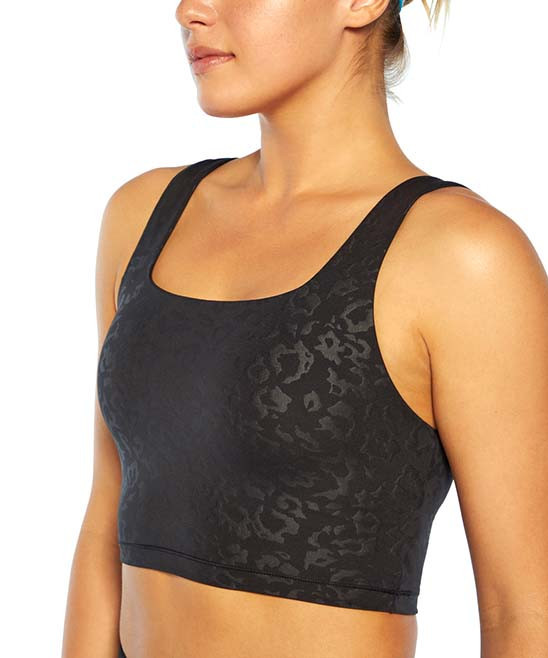Marika Women's Bras BLK - Black Leopard Lola Long Sports Bra | Zulily
