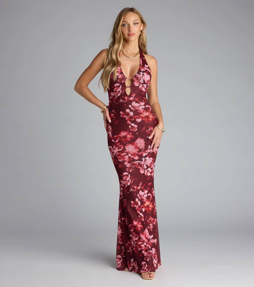 Own the Bloom Floral Strappy Halter Maxi | Windsor Stores