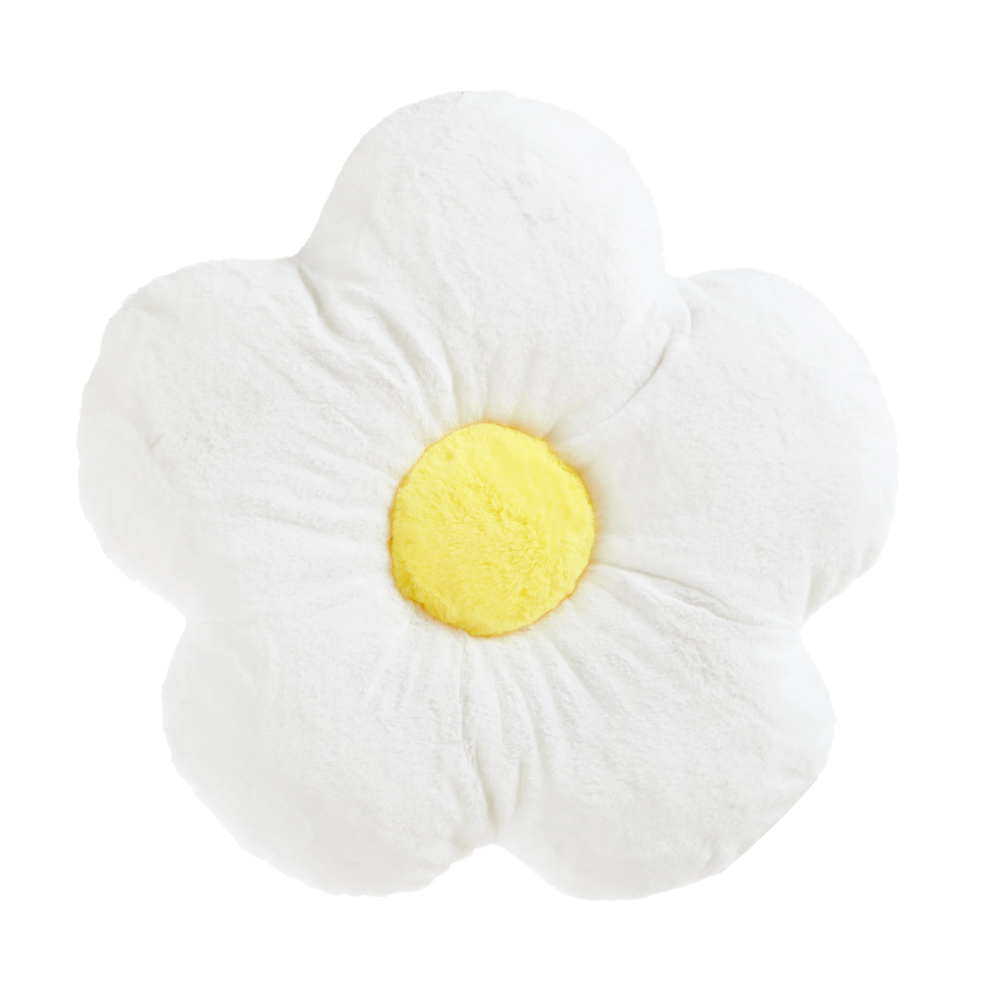 Your Zone Faux Fur Flower Decorative Pillow for Kids, White, Spot-clean, 16" H | Walmart (US)