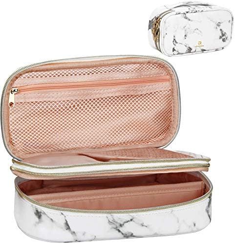 Relavel Makeup Bag Makeup Case 2-Layer Cosmetic Brush Bag Marble Makeup bag Makeup Organizers and St | Amazon (US)