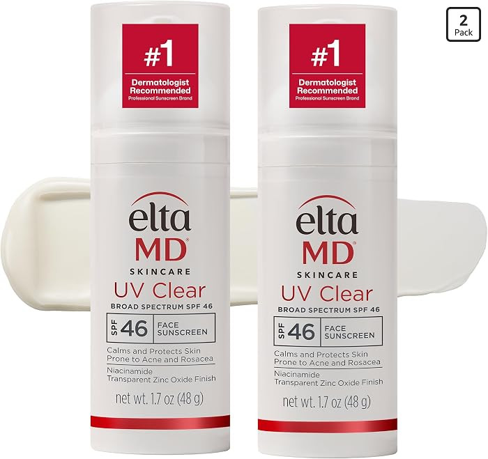 EltaMD UV Clear Face Sunscreen SPF, Oil-Free Sunscreen with Zinc Oxide, Dermatologist Recommended | Amazon (US)
