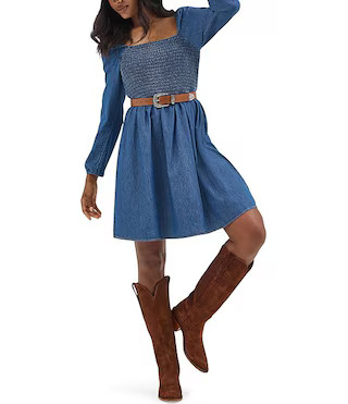 Wrangler® Long Sleeve Denim Mini Dress | Dillard's | Dillard's