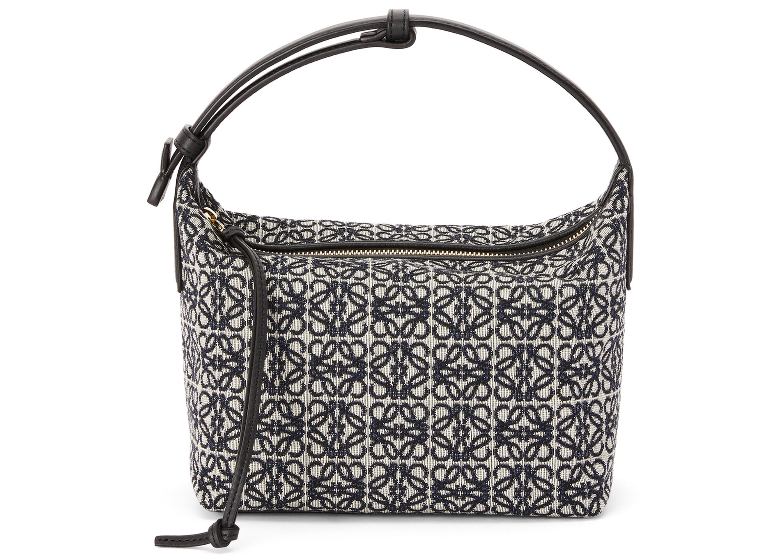 Women's LOEWE Cubi Bag Small Anagram Jacquard in Navy Blue/Black | StockX