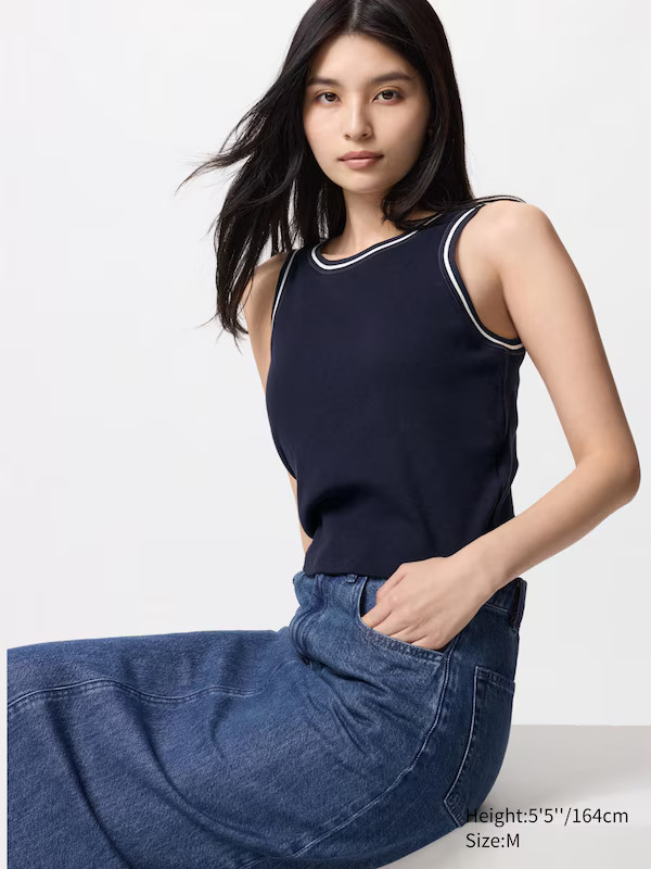 Ribbed Cropped Sleeveless Bra Top (Line) | UNIQLO (UK)