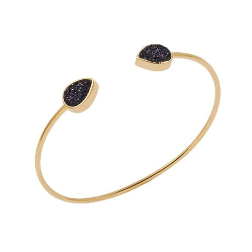 Alex and Ani Glitter Druzy Flex Cuff Bracelet, Black | Amazon (US)