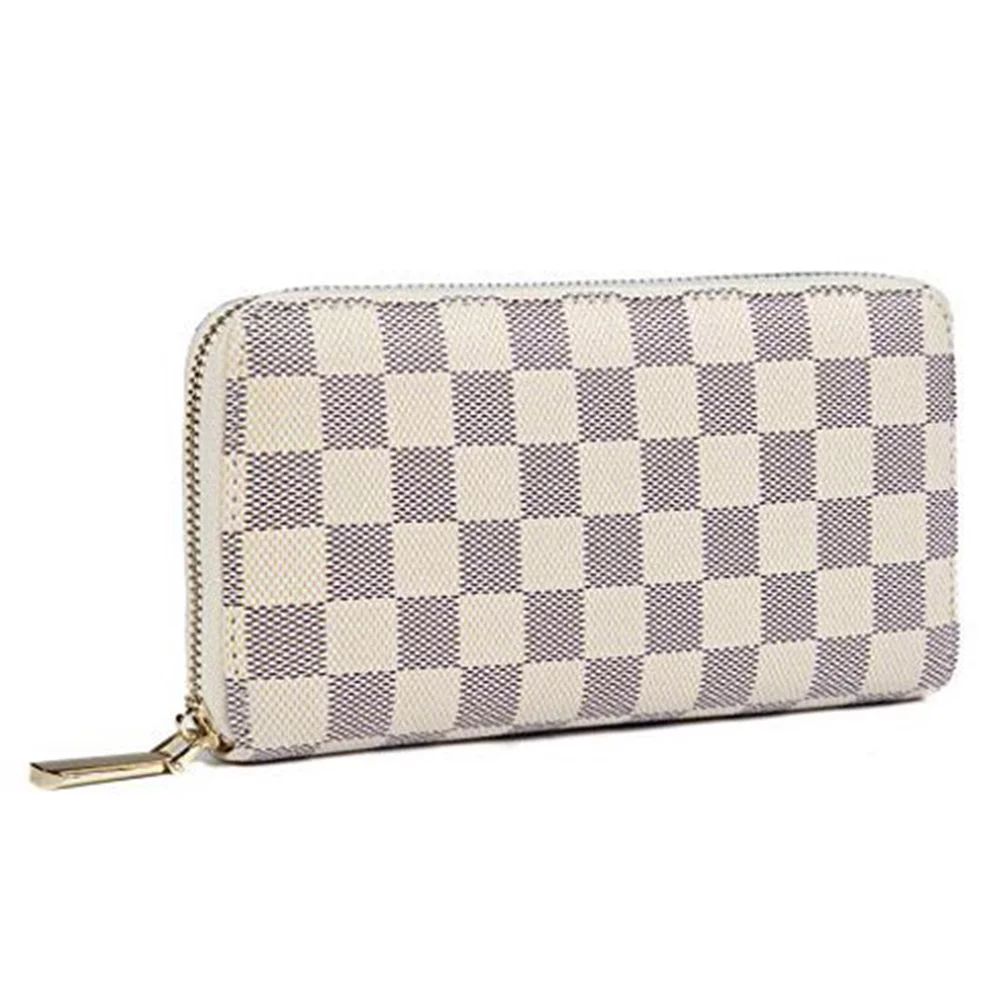 Checkered Zip Around Wallets for Women, Lady Phone Clutch Holder, PU Leather RFID Blocking with C... | Walmart (US)
