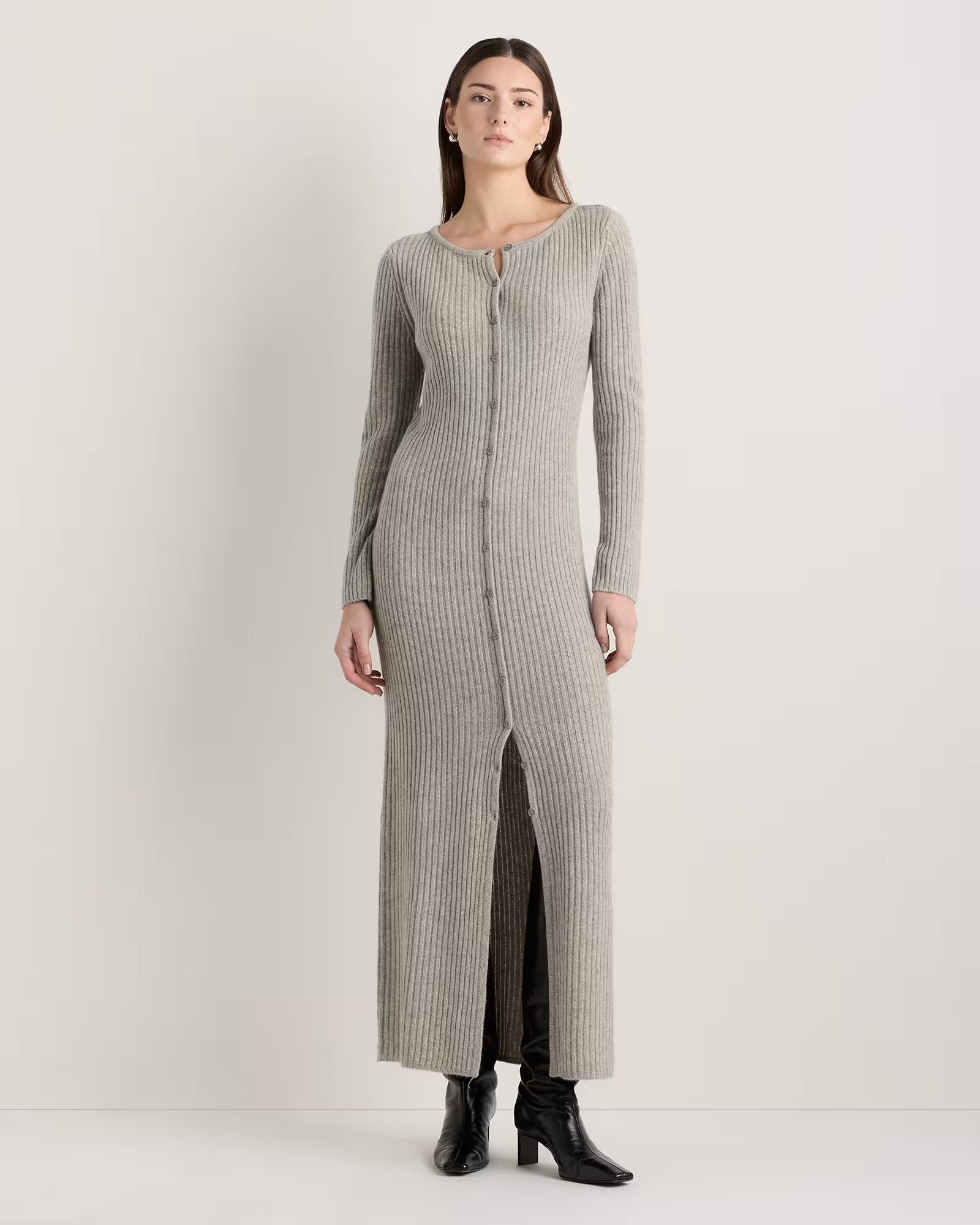 100% Yak Wool Ribbed Cardigan Sweater Dress | Quince