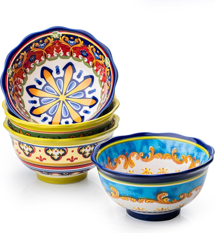 UNICASA Ceramic Soup Bowls Set, 16 oz Cereal Bowls Set of 4, Porcelain Colorful Bowls for Ramen, ... | Amazon (US)