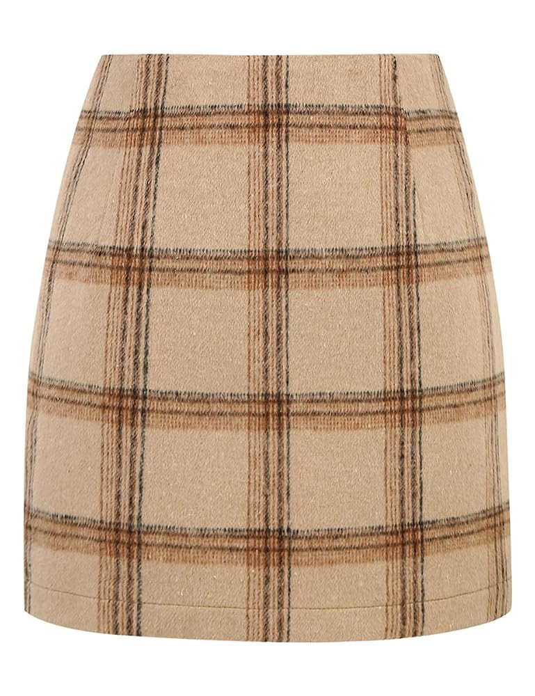 IDEALSANXUN Womens High Waist Plaid Skirt Bodycon Pencil Wool Mini Skirts | Amazon (US)