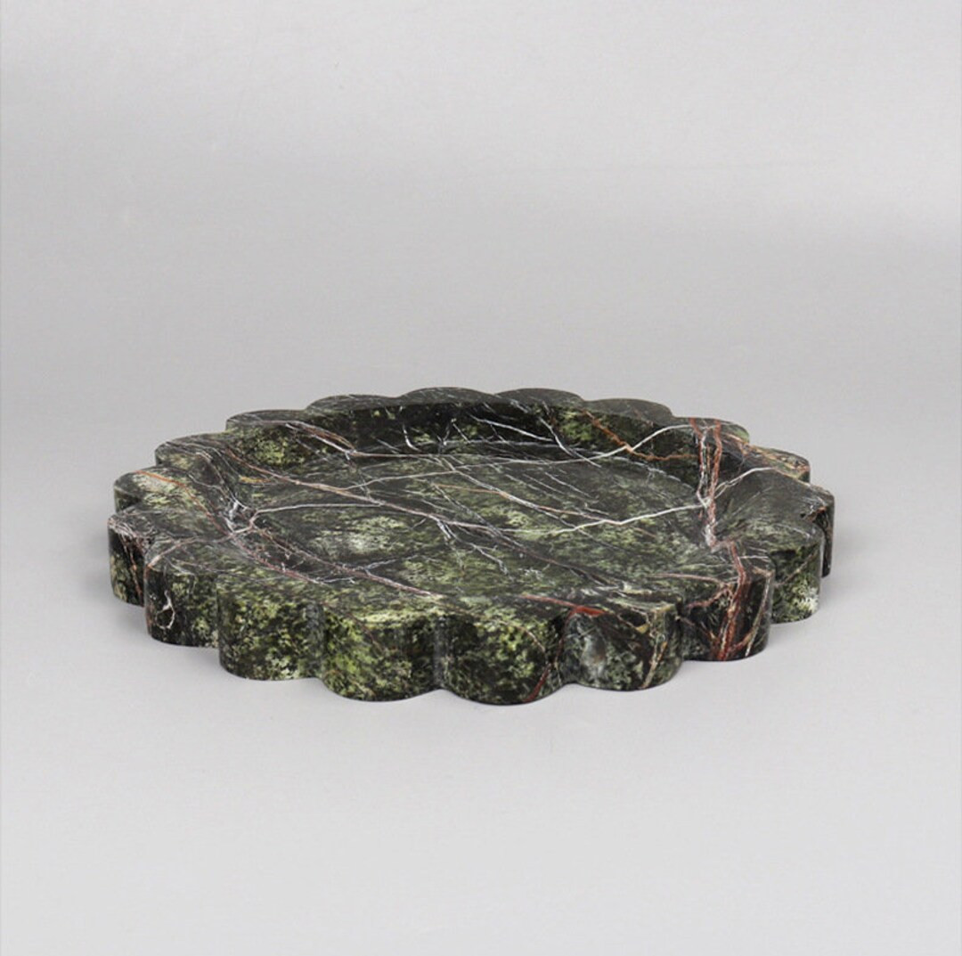 Marble Scalloped Round Curved Edge Decorative Catch All Soap Tray Platter | Etsy (US)