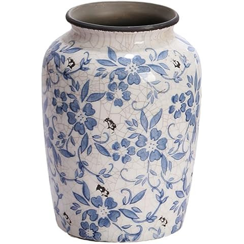 Denique Vintage Blue and White Porcelain Vase Ceramic Vase for Home Decor, Retro Crack Blue Flowe... | Amazon (US)