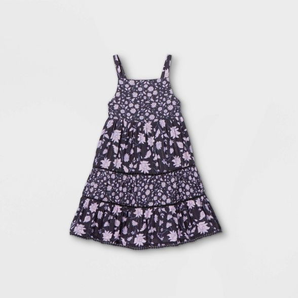 Toddler Girls' Floral Tiered Tank Dress - Cat & Jack™ Navy | Target