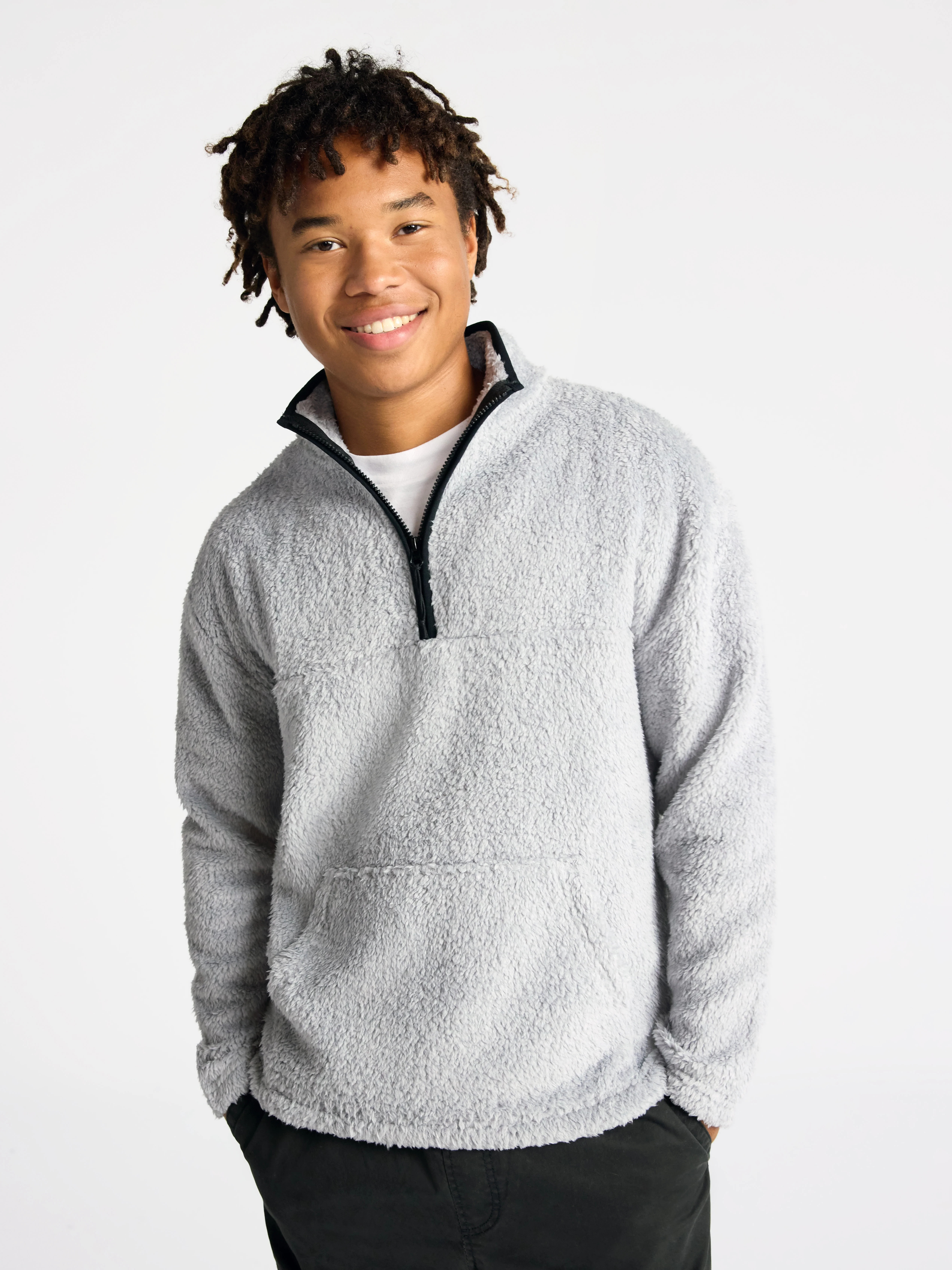 No Boundaries High Pile Quarter Zip Fleece Pullover, Men's | Walmart (US)