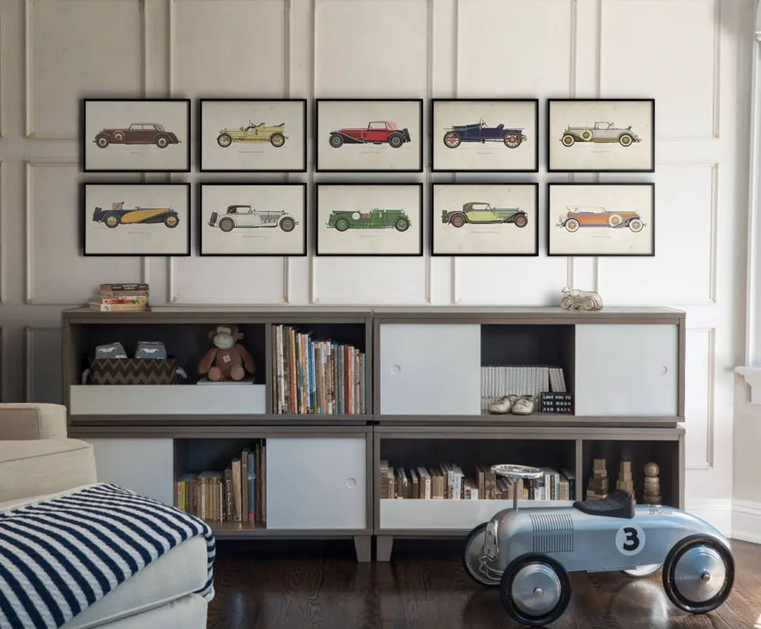 Car Art Prints : Vintage Car Art Car Themed Room Antique - Etsy | Etsy (US)