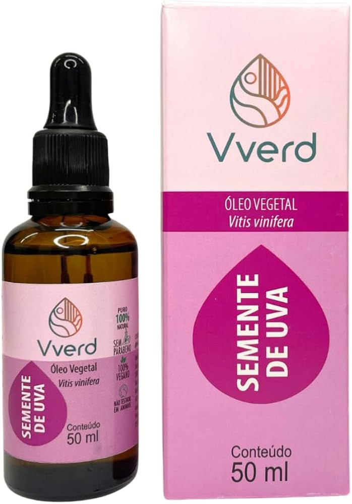Óleo De Uva 50ml Vegetal Prensado a Frio,100% Puro e Vegano Alto Poder De Hidratação Para Corp... | Amazon (BR)