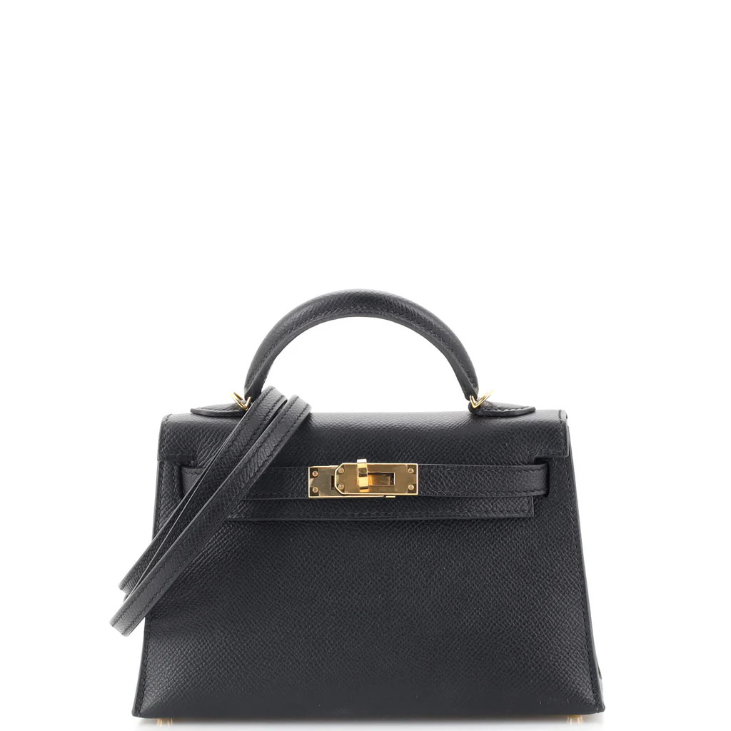 Kelly Mini II Bag Noir Epsom with Gold Hardware 20 | Rebag