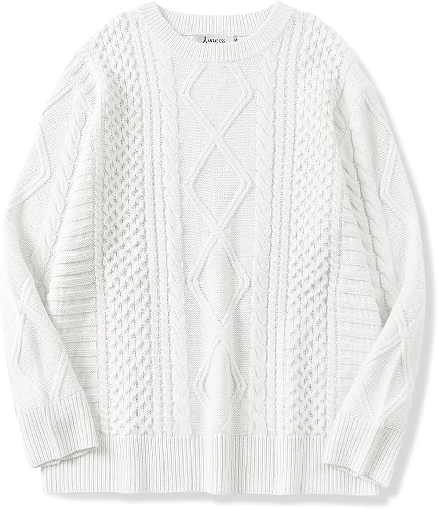 ANRABESS Sweaters for Women Oversized Cable Knit Fall Long Sleeve Crewneck Casual Pullover Sweate... | Amazon (US)