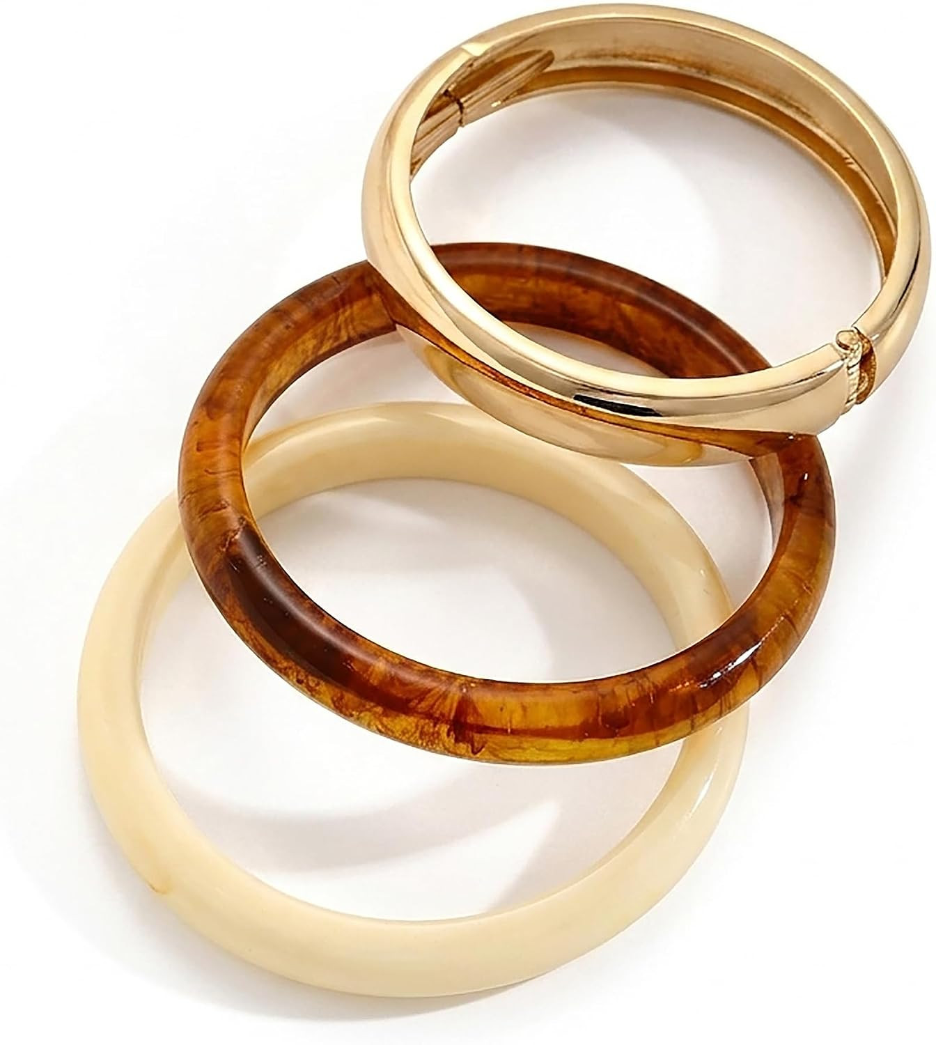 Chunky Gold Bangle Bracelets for Women, Dainty 14k Gold Plated Big Stackable Bangles Set, Trendy Statement Cuff Bracelet Stack Fashion Jewelry Gifts | Amazon (US)