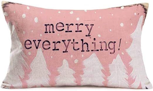 Smilyard White Christmas Trees Throw Pillow Cover Pink Background Xmas Decorative Outdoor Farmhou... | Amazon (US)
