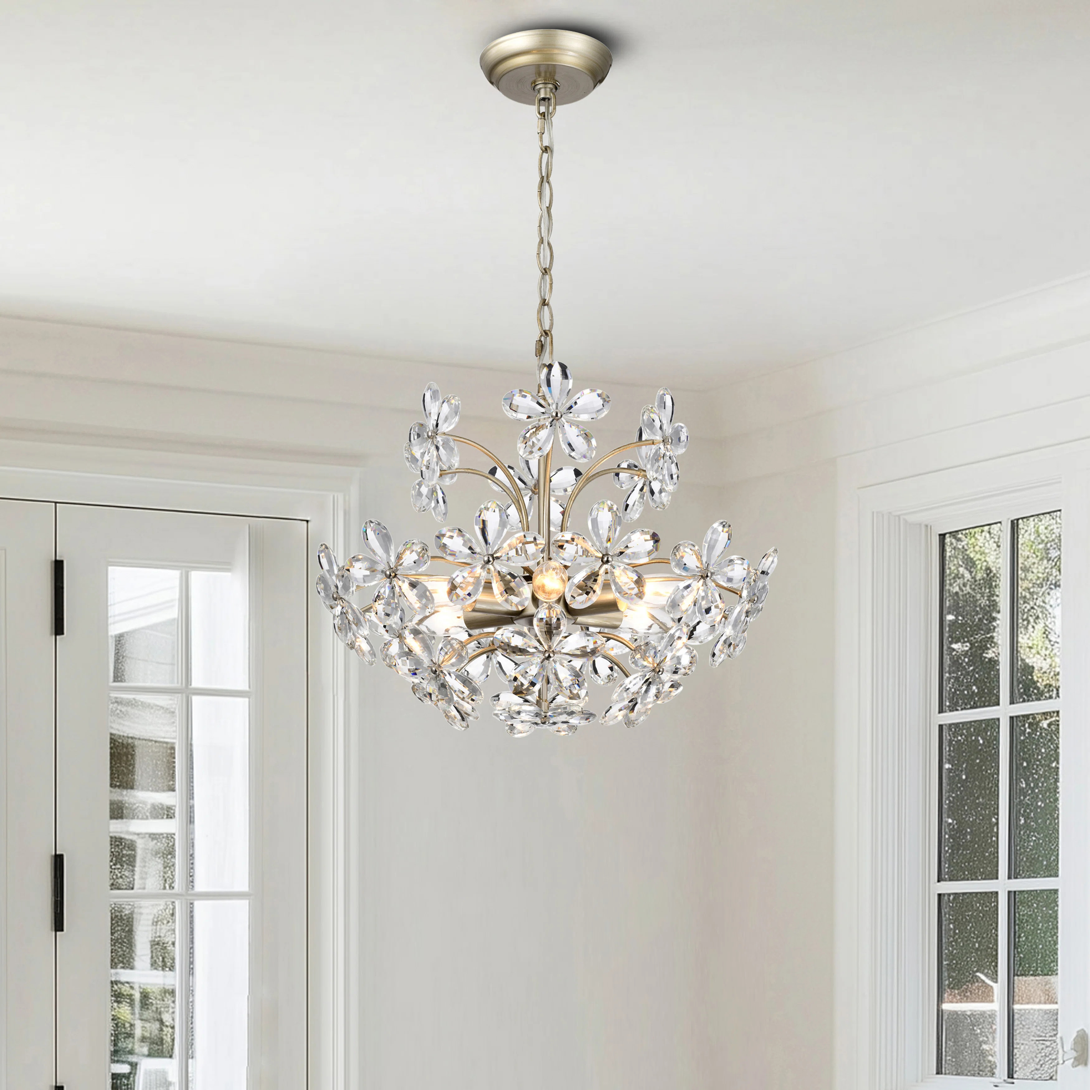 Rosa 6-Light 17.7" Brushed Silver-ish Champagne Flower Crystal Chandelier | Wayfair North America