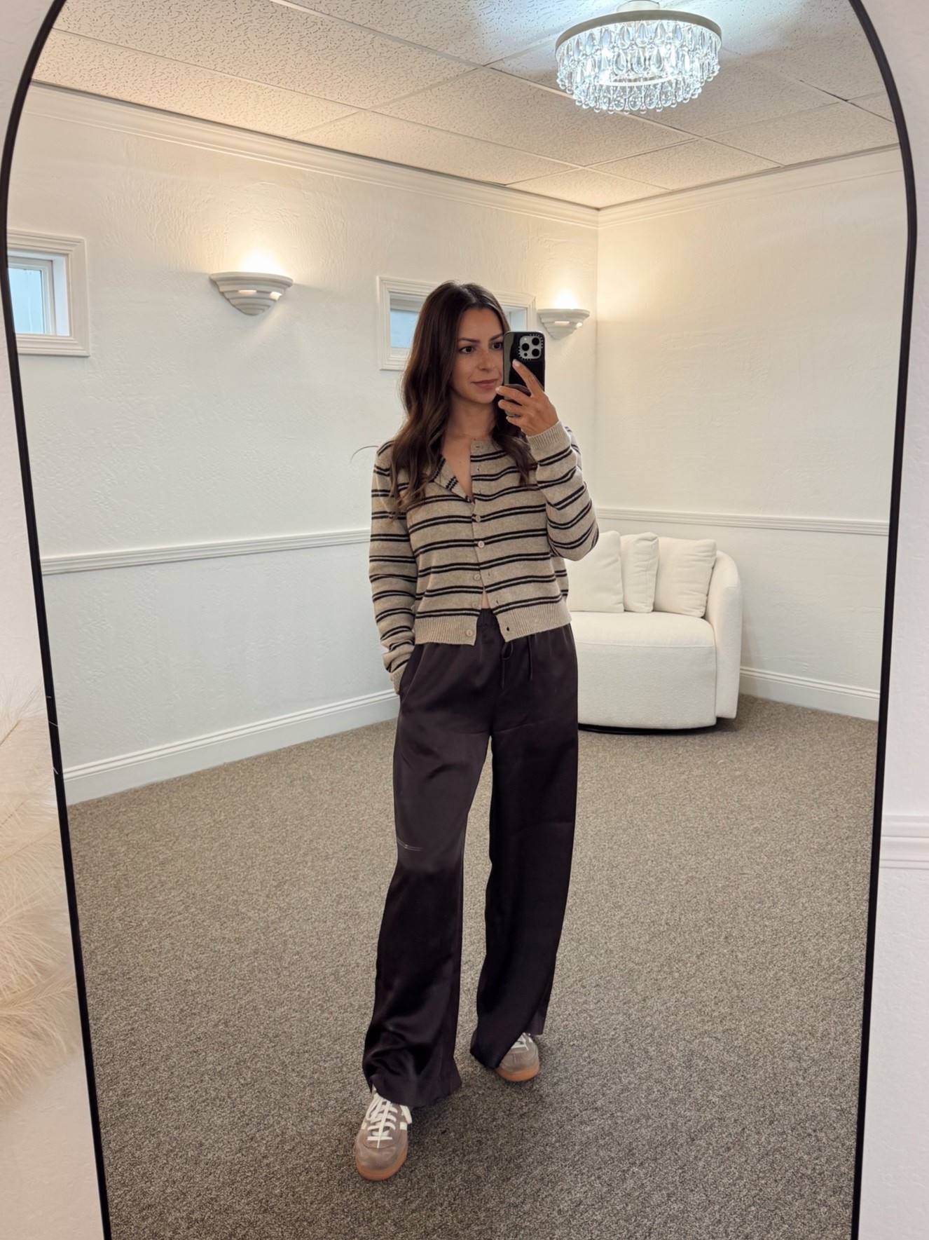 @Reformation  cardigan- xs
@Aritzia  brown satin pants- small

Petite, fall outfit, sweater, cardigan, brown outfit

#LTKootd #LTKSeasonal #LTKPetite