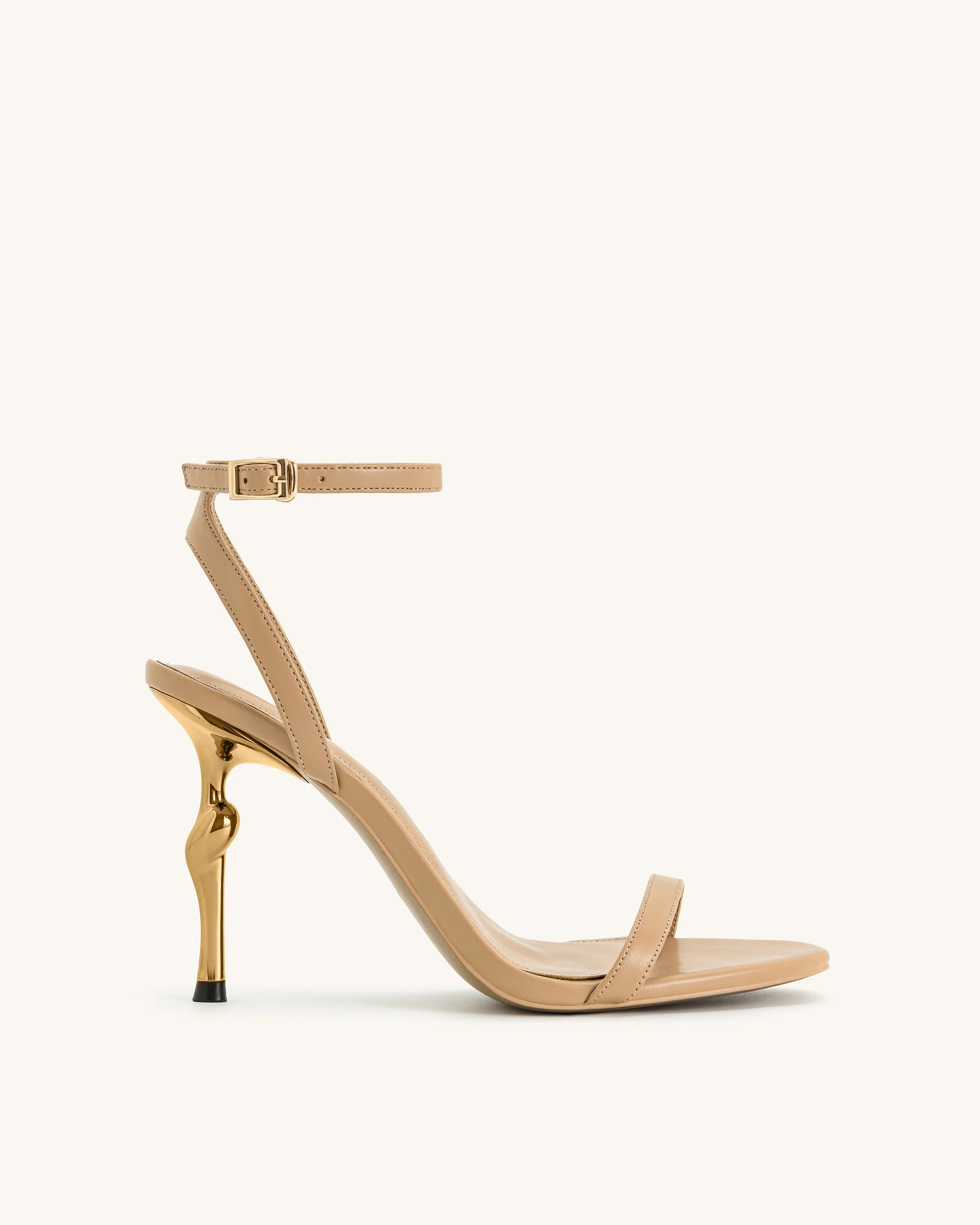 Alivia Gold Metal Heel Sandals - Khaki | JW PEI US