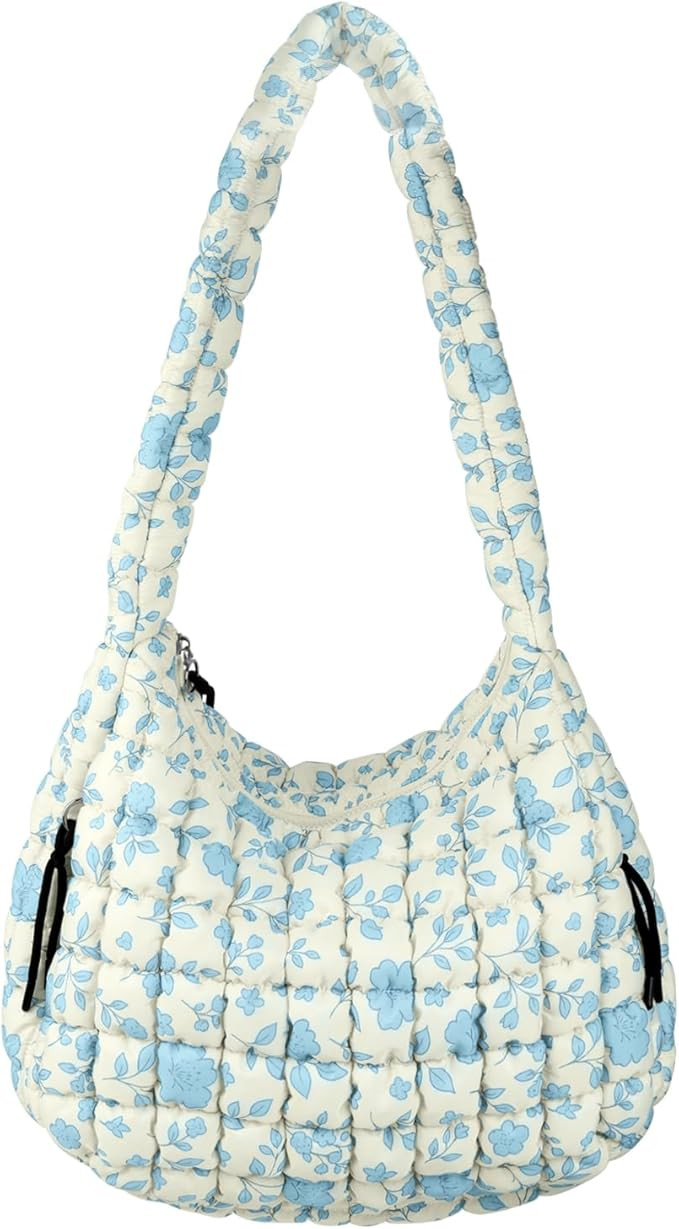 Quilted Puffer Tote Bag Purse Puffy Crossbody Shoulder Bag,Lightweight Nylon Hobo Bag Puffer Carr... | Amazon (US)