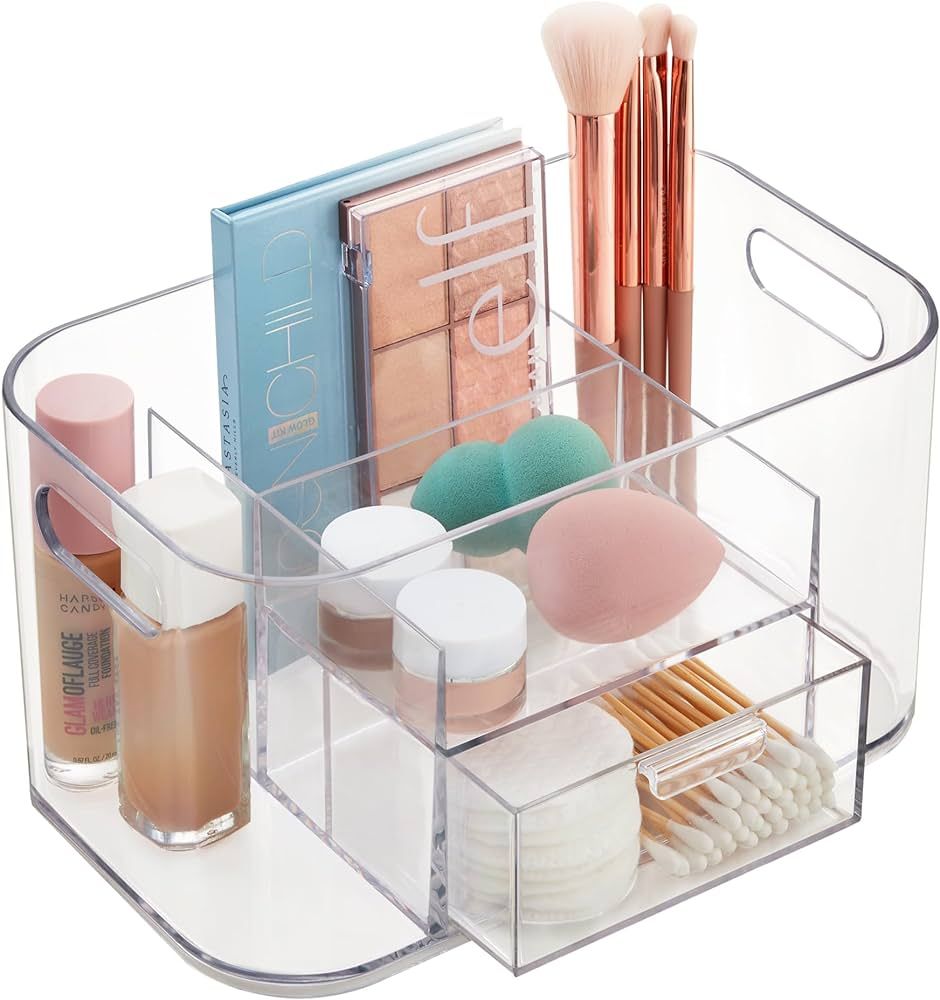 STORi Bliss Clear Makeup Organizer for Countertop, Divided Bathroom Organizer & Storage Drawer, Makeup Brush Holder, Cosmetic & Nail Polish Organizer, Made in USA | Amazon (US)