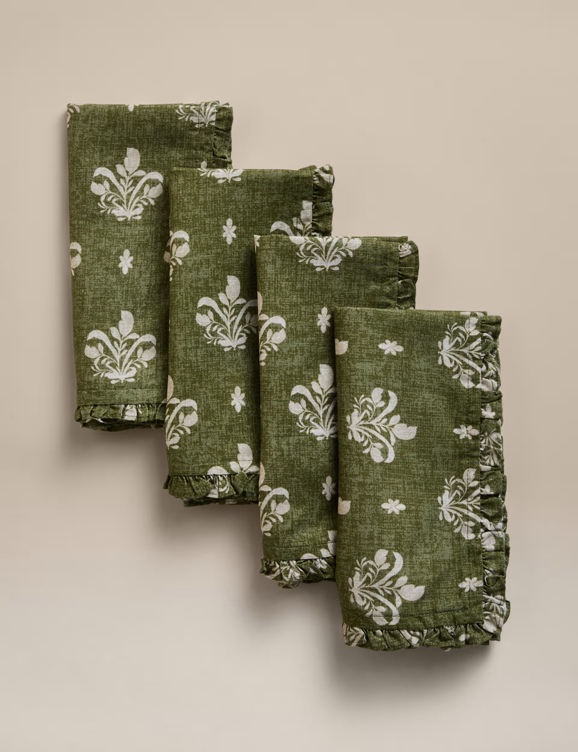 Set of 4 Cotton with Linen Block Print Napkins | Marks & Spencer (UK)