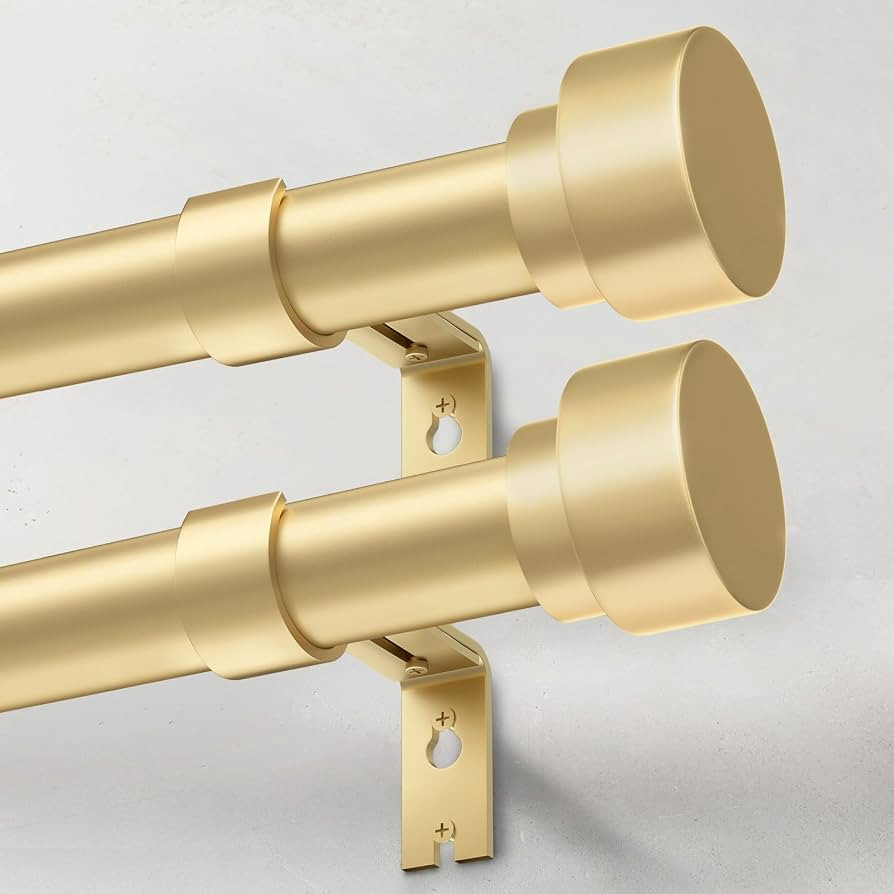 2 Pack Heavy Duty Curtain Rods for Windows 28 to 48 Inch, 1 Inch Gold Adjustable Curtain Rod Set ... | Amazon (US)