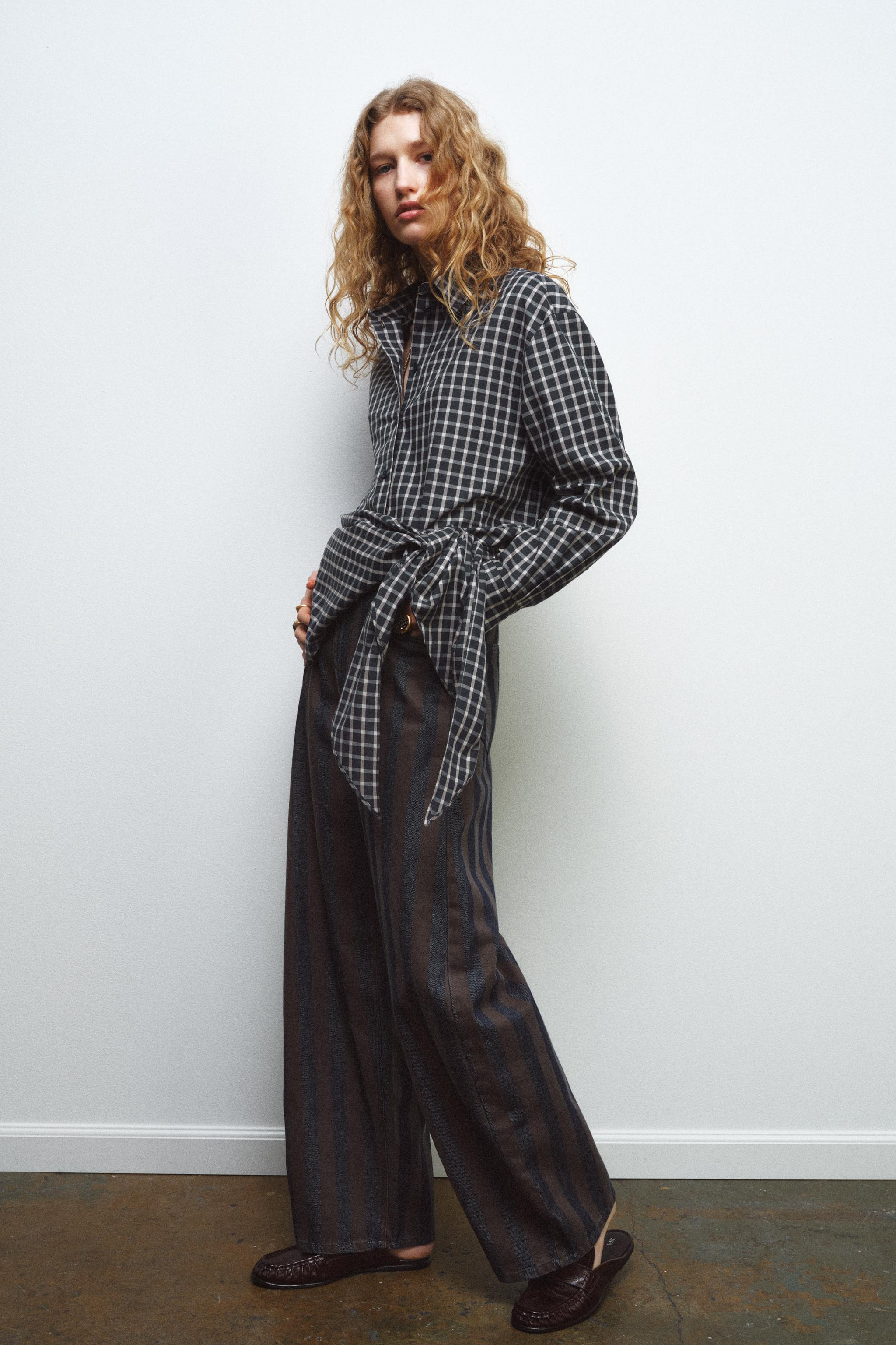 ZW COLLECTION CHECK SHIRT WITH SCARF | Zara UK