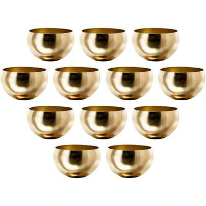 Gold Colored Metal Bowl Ideal For Weddings, Parties, Events, Restaurants, Home Decor, Measures 3.5 Inches Tall And 5.25 Inches Dia, Set Of 12 | SHEIN