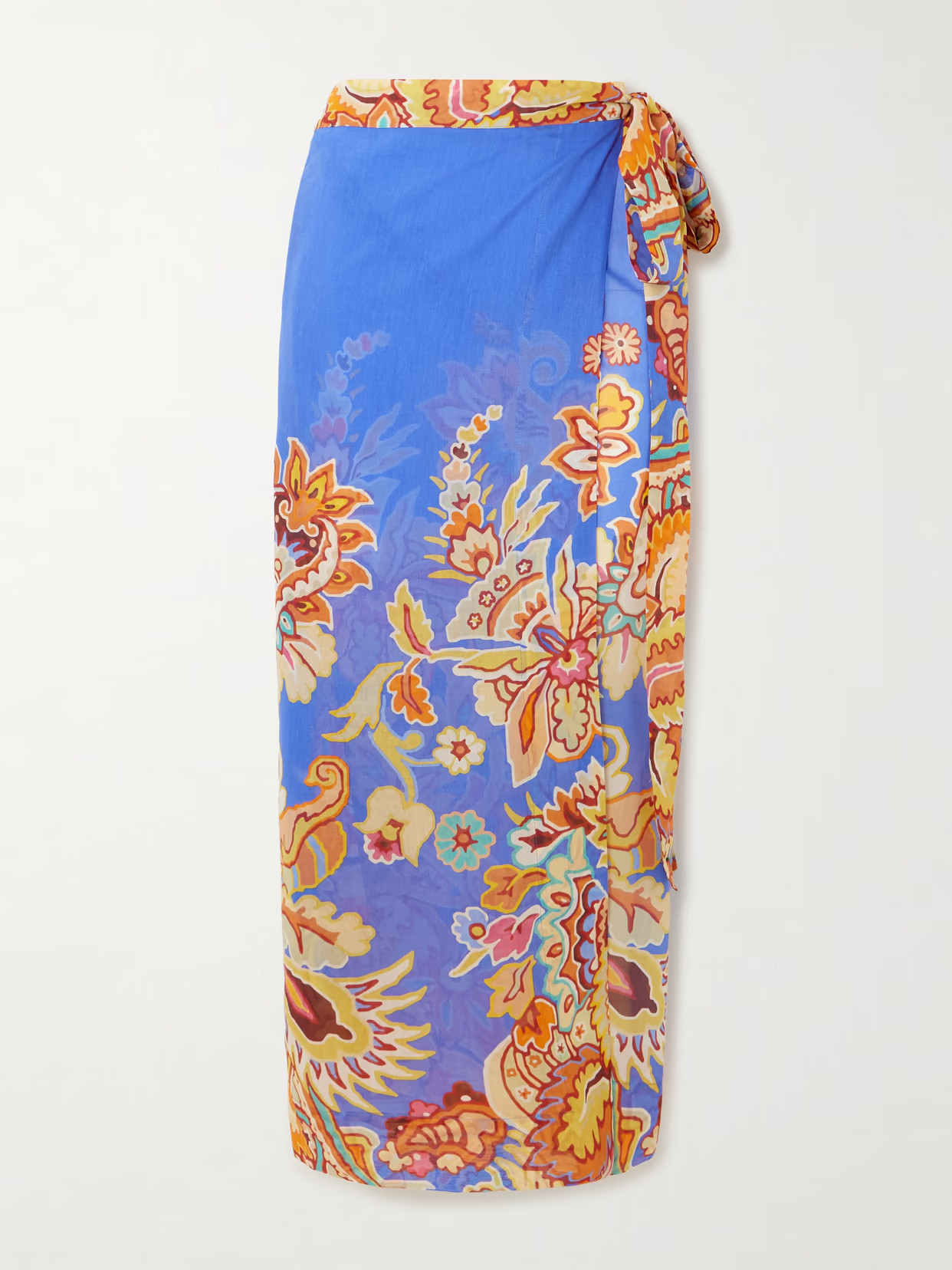 Etro - Printed Cotton And Silk-blend Voile Pareo - Blue | NET-A-PORTER (US)