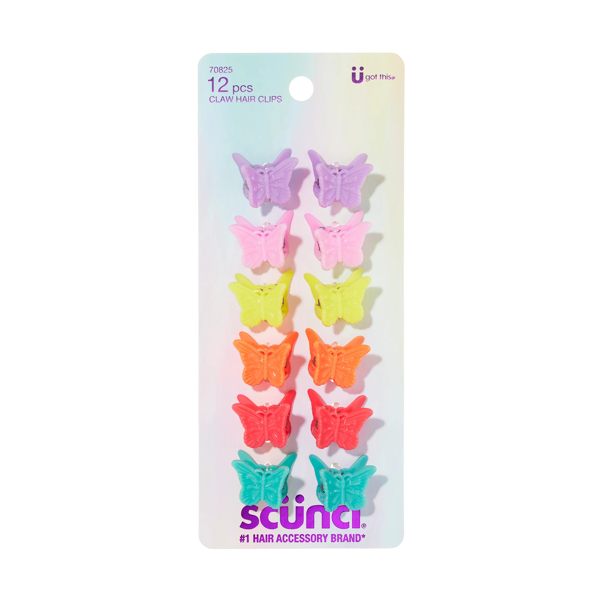 Scunci Mini Butterfly Claw Clips, Multicolor, 12 Count - Walmart.com | Walmart (US)