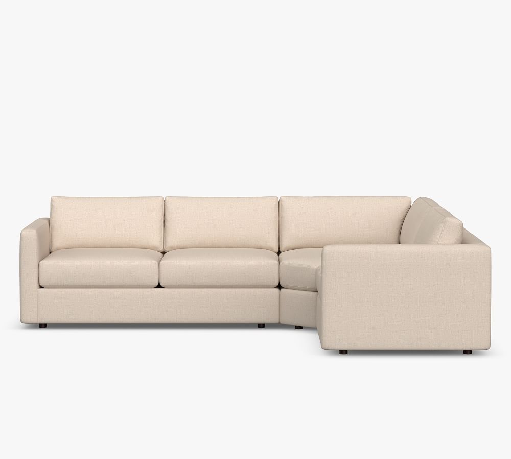 Carmel Square Slim Arm Upholstered 3-Piece Wedge Sectional | Pottery Barn (US)