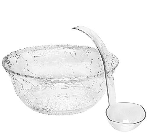 Heavyweight Clear Plastic 2 Gallon Punch Bowl With 5 OZ Plastic Serving Ladle, Embroidered Design... | Amazon (US)