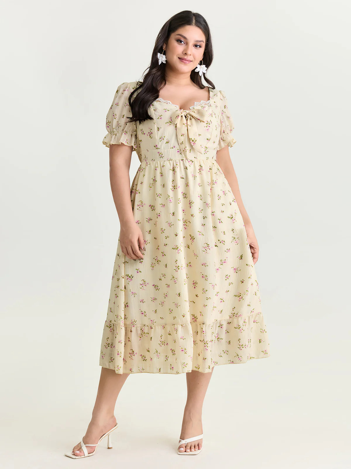 Delicate Floral Print Bow-Knot Maxi Dress | Bloomchic