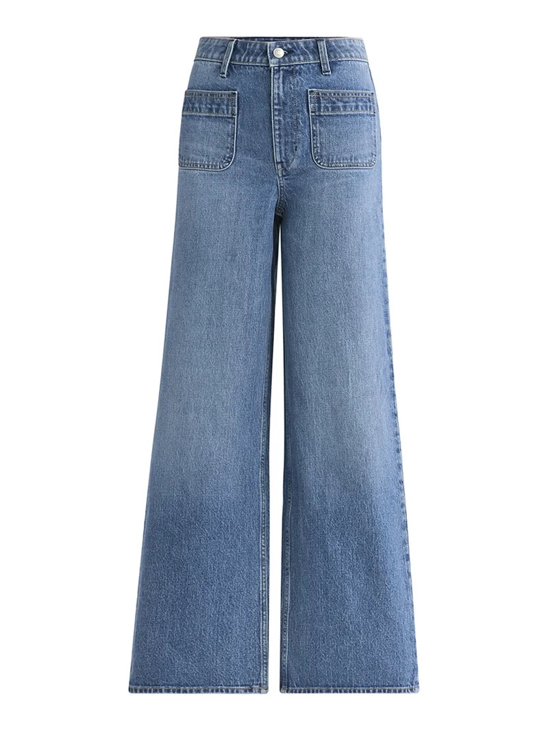 Free Assembly Women's and Women's Plus Wide Leg Jeans with Patch Pockets, 30", 32", and 34" Insea... | Walmart (US)