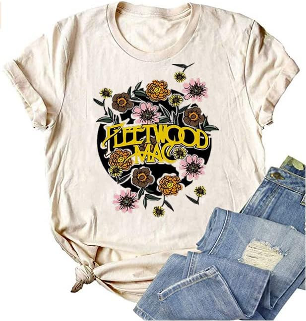 Women Country Music Bleached Shirts Casual Rock Band Tee Tops Concert Outfit T-Shirt Sleeve Summe... | Amazon (US)