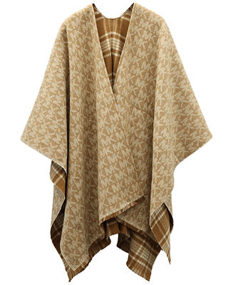Michael Kors MK Plaid Reversible Ruana | Macy's